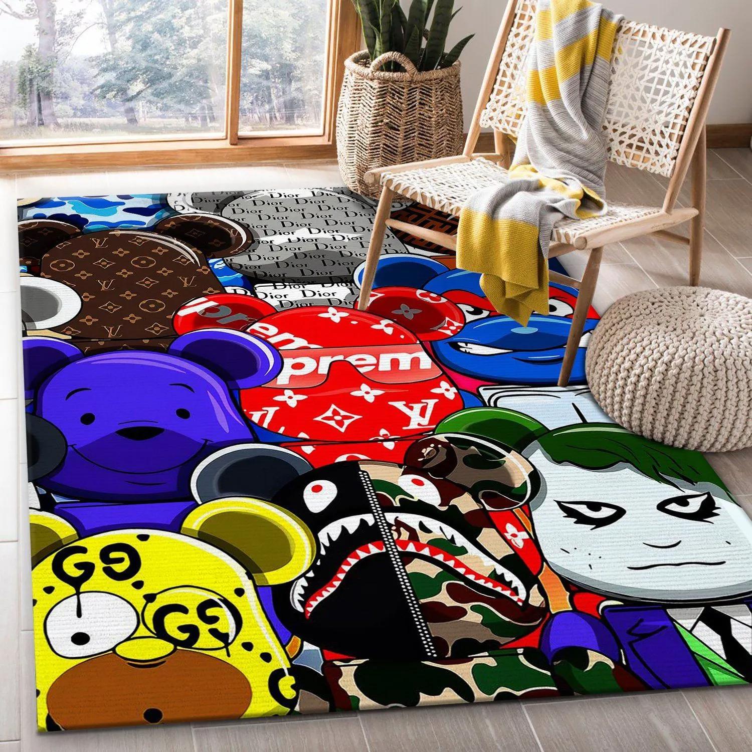 Rugs in living room and bedroom - Bearbrick rectangle rug living room rug floor decor home decorations Rectangle Rug