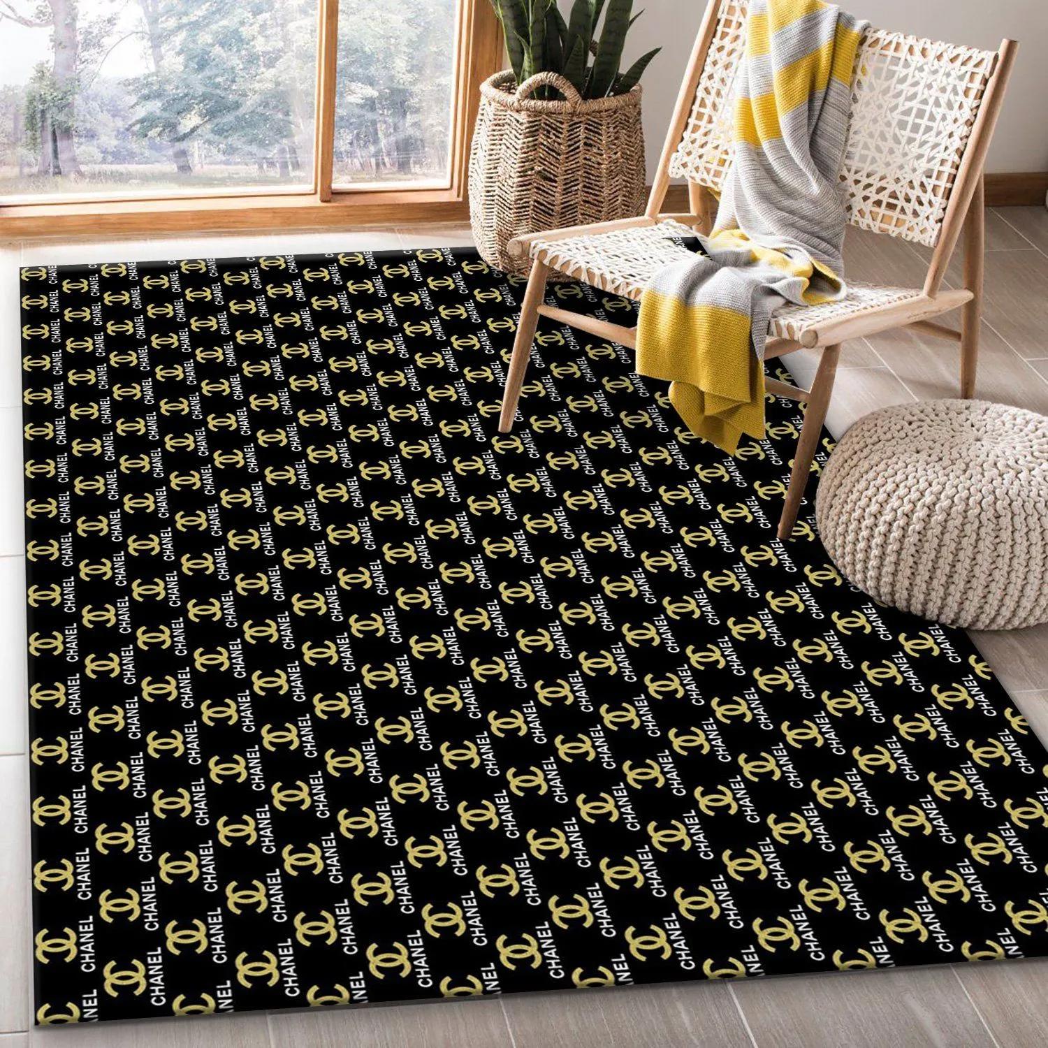 Rugs in living room and bedroom - Chanel area rug for christmas fashion brand rug bedroom rug family gift us decor Rectangle Rug