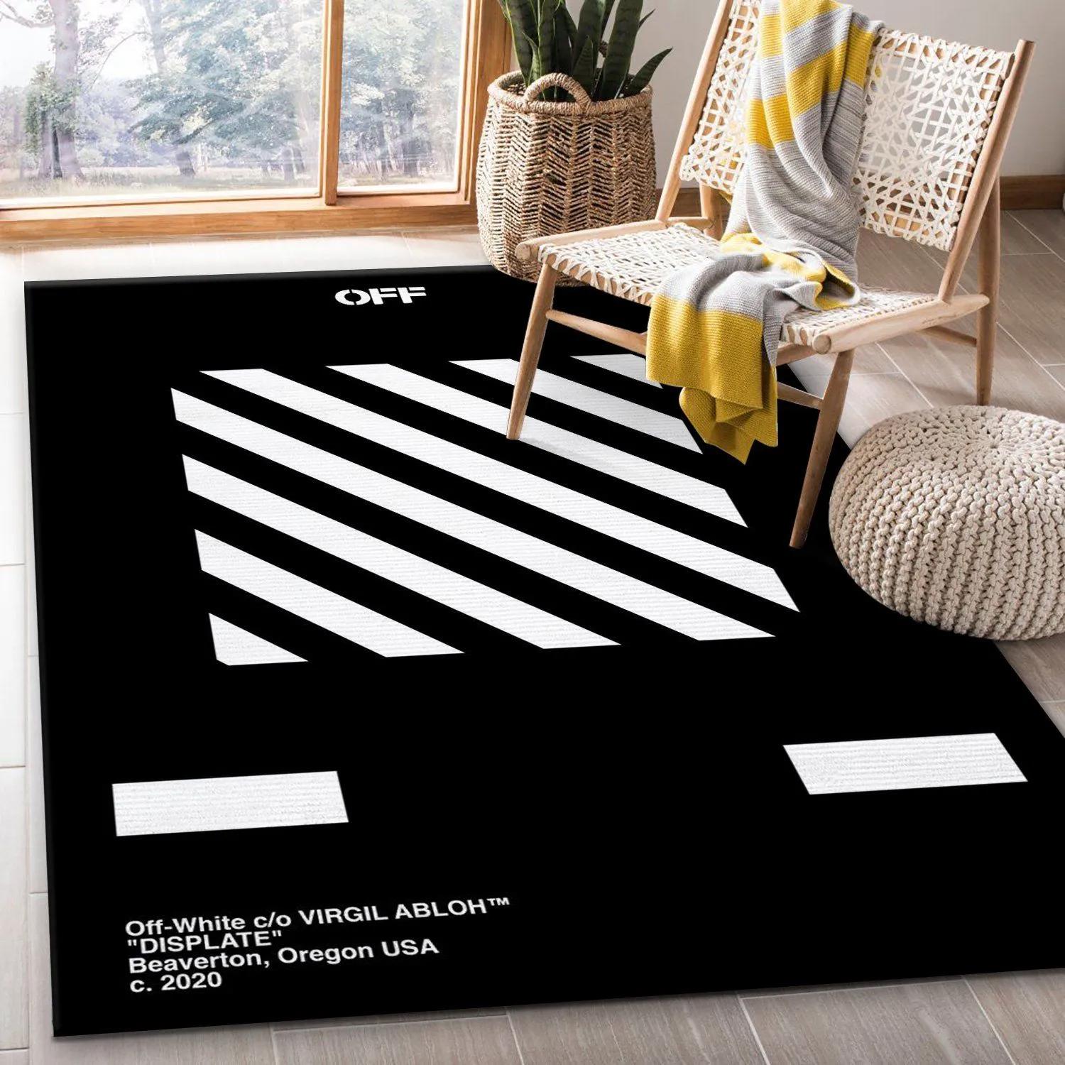 Rugs in living room and bedroom - Off-white displate stripes area rug fashion brand rug floor decor home decorations Rectangle Rug