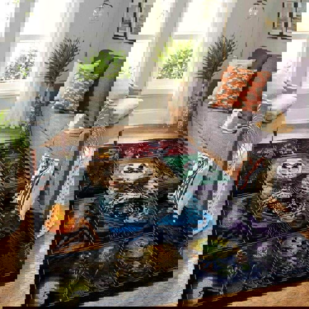 Rugs in living room and bedroom christmas haloween jack skellington all over print area rug Rectangle Rug