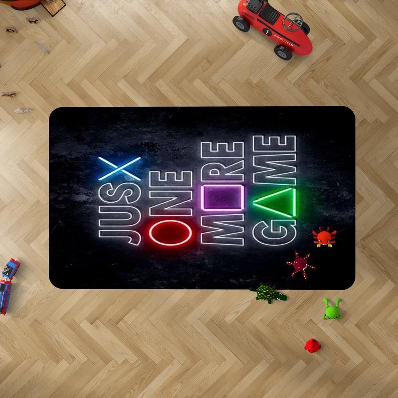 Rugs in living room and bedroom just one more game rug - playstation rug - playstation area rug- boy room rug- ps4 rug- game room decor- gift for gamer- game lover gift Rectangle Rug