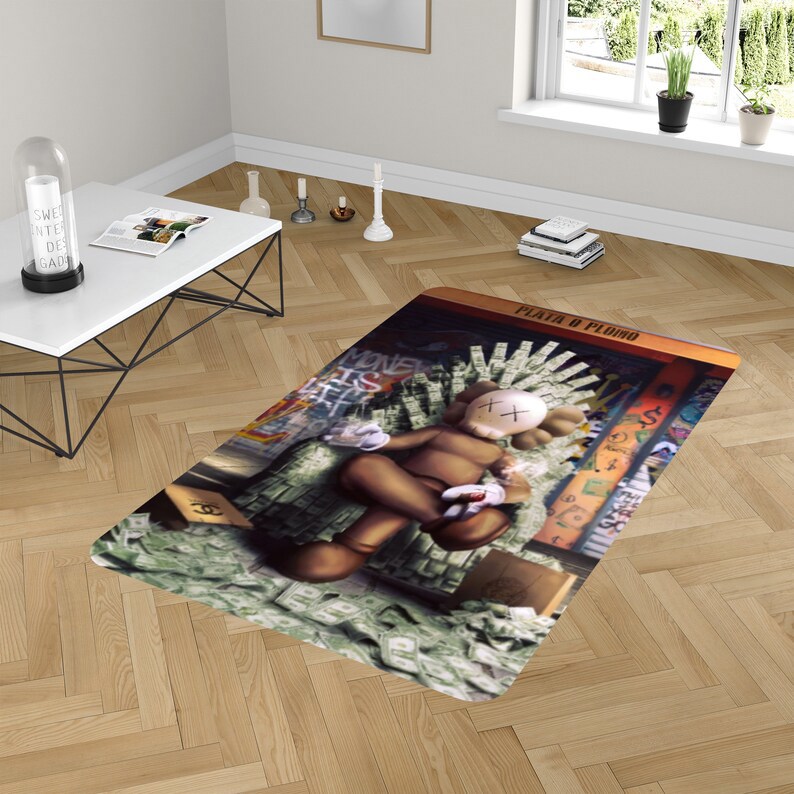 Rugs in living room and bedroom kaw king of hype rug - kaw art rug - boyfriend gift- kaw street style rug- kaw home decor rug- kaw lover gift- kaw carpet- hypebeast rug Rectangle Rug