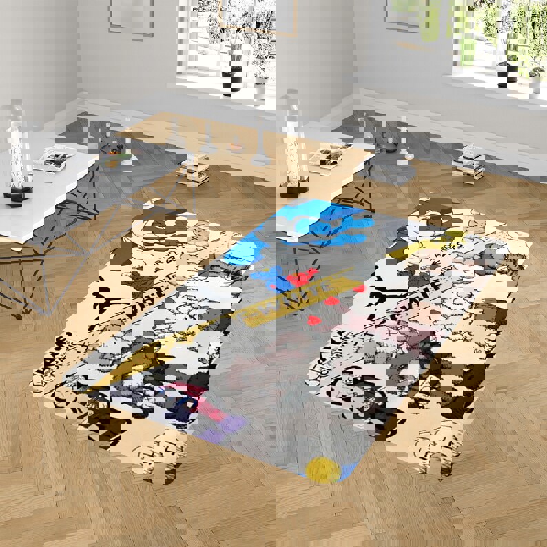 Rugs in living room and bedroom kaw off-white rug - kaw cartoon rug - kaw carpet- kaw area rug- kaw rug- hypebeast rug- kaw rug for boy- cartoon rug- boyfriend gift Rectangle Rug