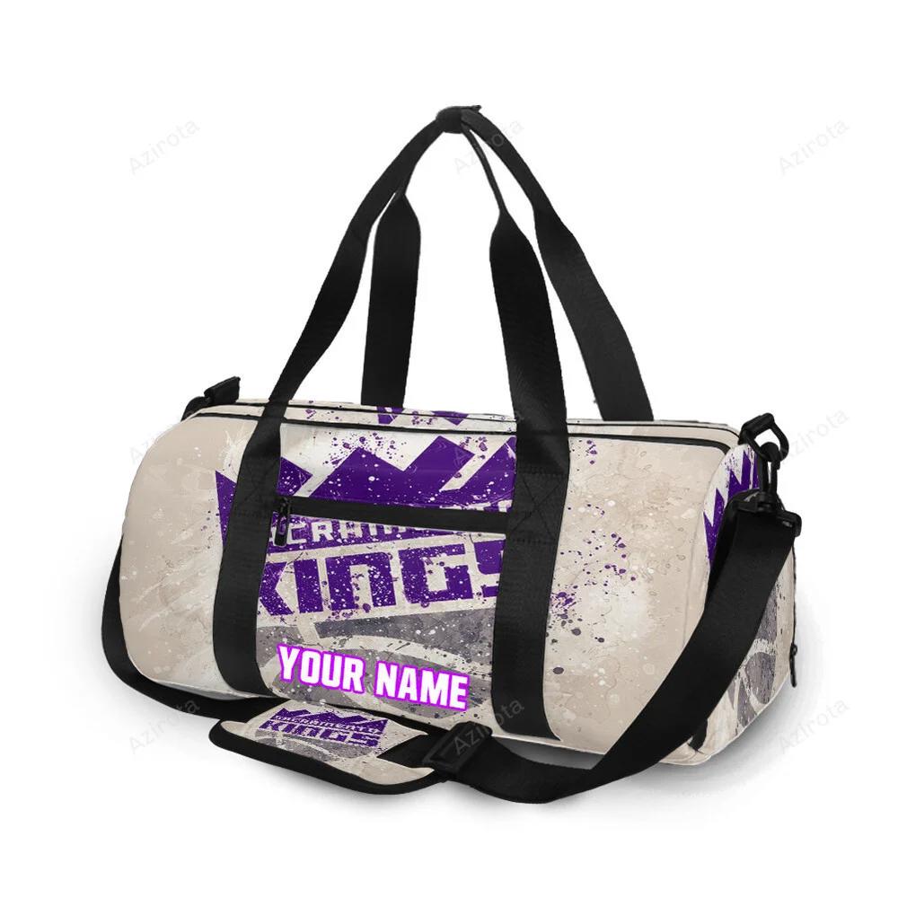 Sacramento kings emblem texture brush personalized name travel bag gym bag 2375 Travel Bag