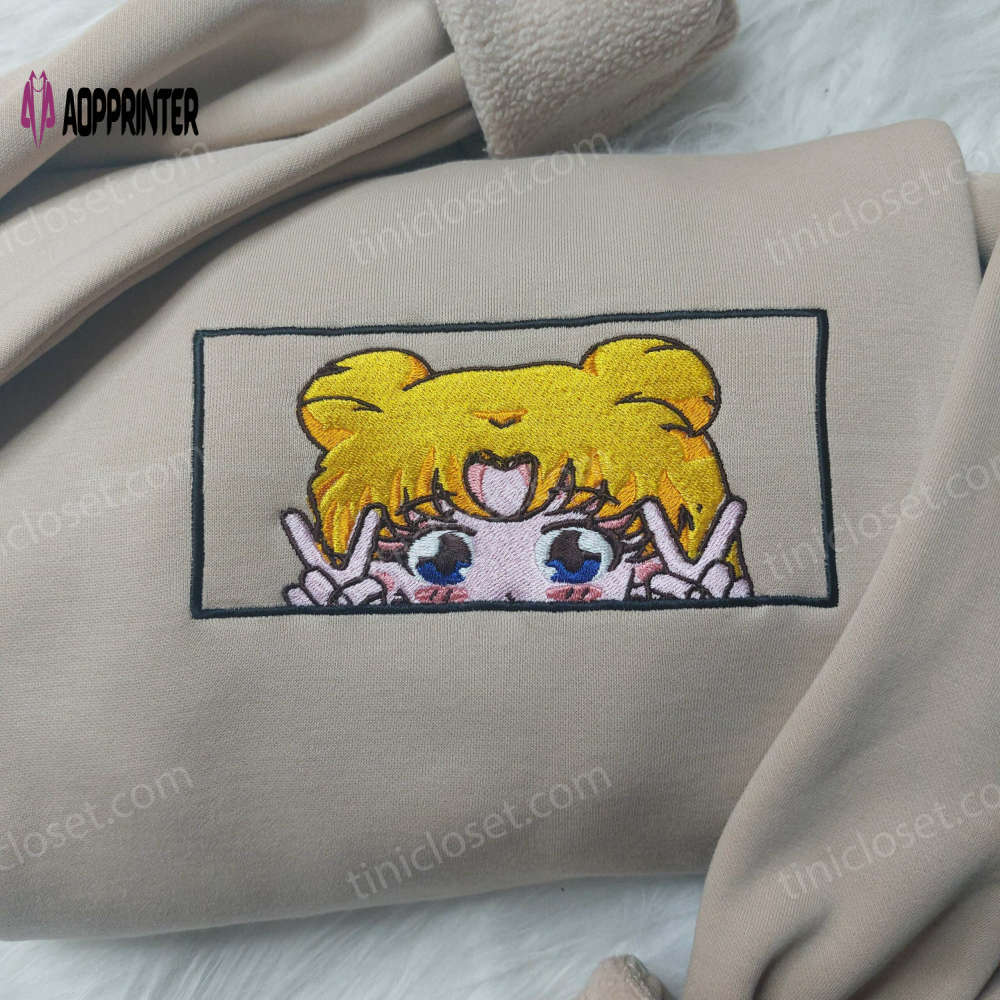 Sailor moon embroidered shirt: cute anime sweatshirt for girls Embroidered Shirt