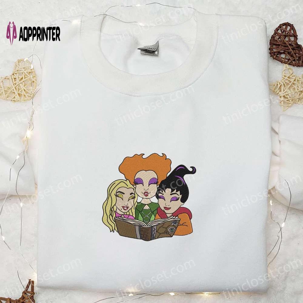 Sanderson sisters embroidered sweatshirt: disney halloween hoodie best family halloween gift Embroidered Shirt