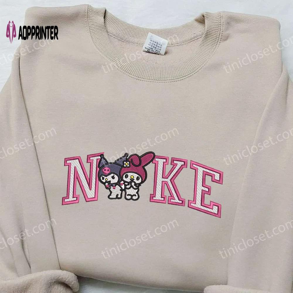 Sanrio kuromi & melody x nike embroidered sweatshirt hello kitty & nike inspired shirt Embroidered Shirt