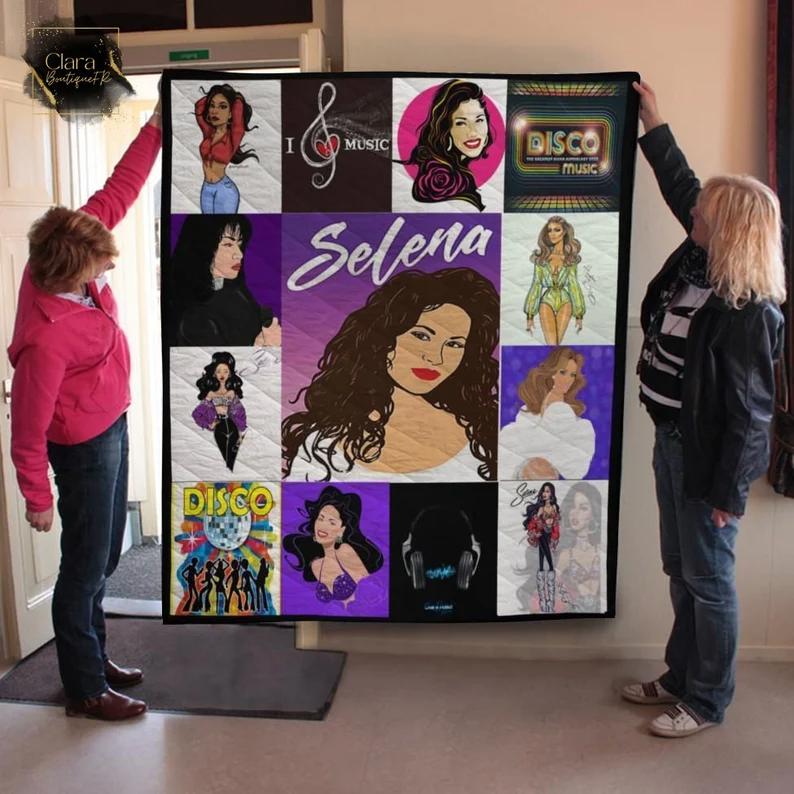 Selena quintanilla cartoon fleece blanket, mink sherpa blanket, queen of tejano music blanket, selena quintanilla quilt Quilt Blanket