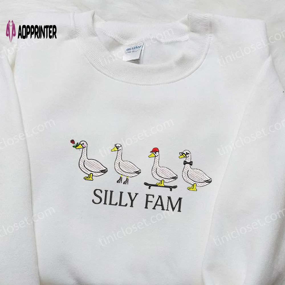 Silly fam goose embroidered shirt: animal & funny embroidered shirt Embroidered Shirt