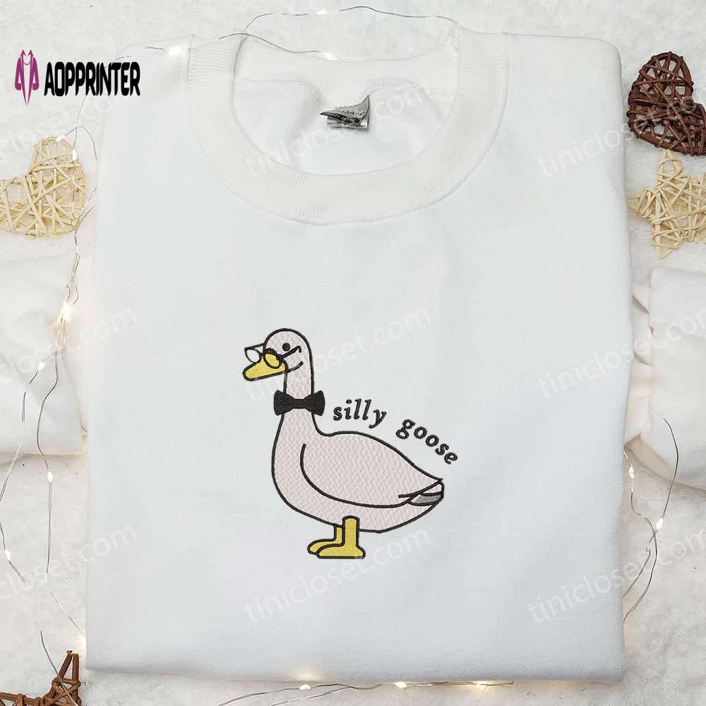 Silly goose embroidered shirt: animal & funny design glasses accent Embroidered Shirt