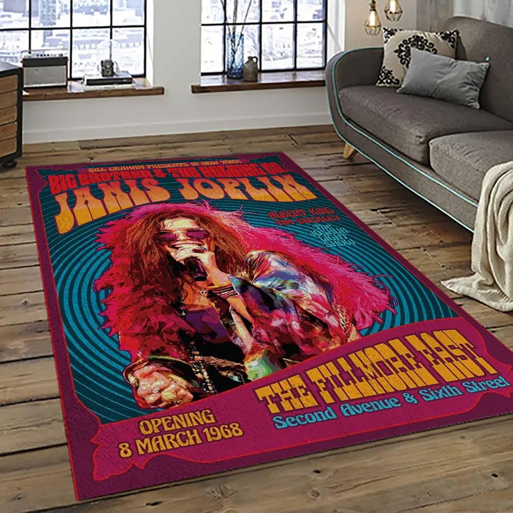 Singer janis joplin music carpet rectangle area rug for living room bedroom decor jj13 Rectangle Rug