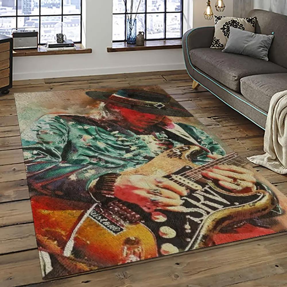 Singer stevie ray vaughan music carpet rectangle area rug for living room bedroom decor srv18 Rectangle Rug