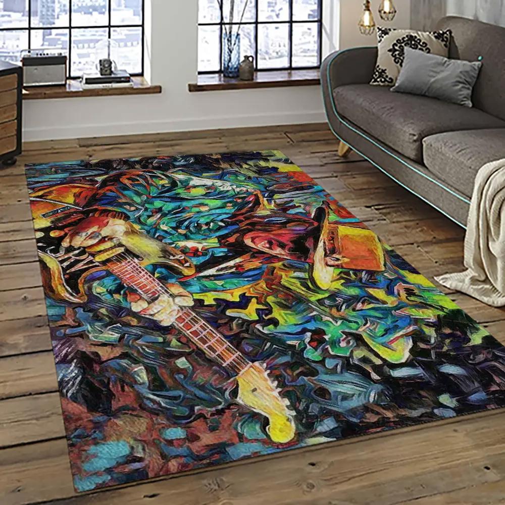 Singer stevie ray vaughan music carpet rectangle area rug for living room bedroom decor srv21 Rectangle Rug