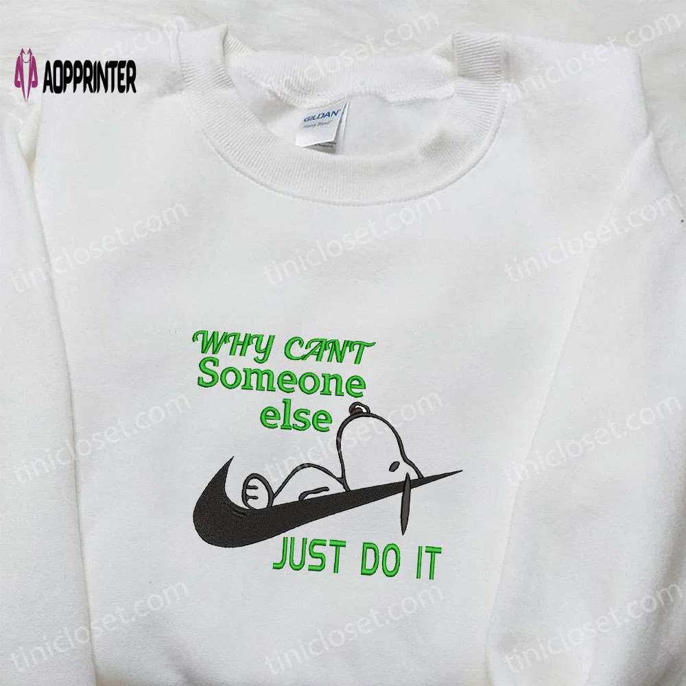 Snoopy just do it x nike embroidered tshirt – nike inspired shirt perfect family gift Embroidered Shirt