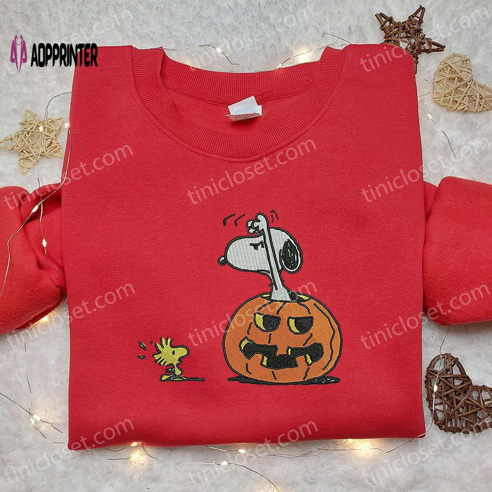Snoopy pumpkin hoodie & peanuts halloween t-shirt: best gift ideas for a spooky halloween! Embroidered Shirt
