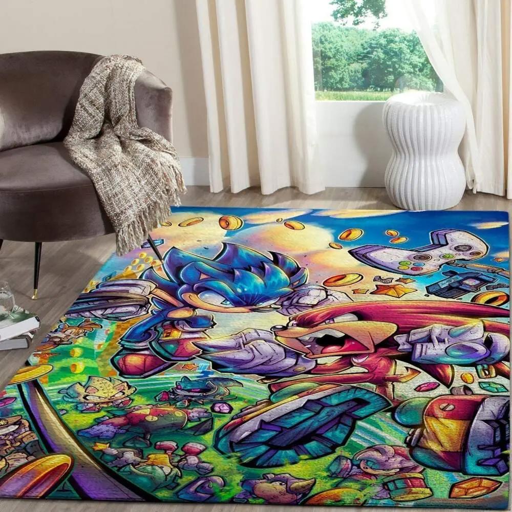 Sonic the hedgehog area rug gaming carpet gamer living room rugs rug regtangle carpet floor decor home decor v987 Rectangle Rug