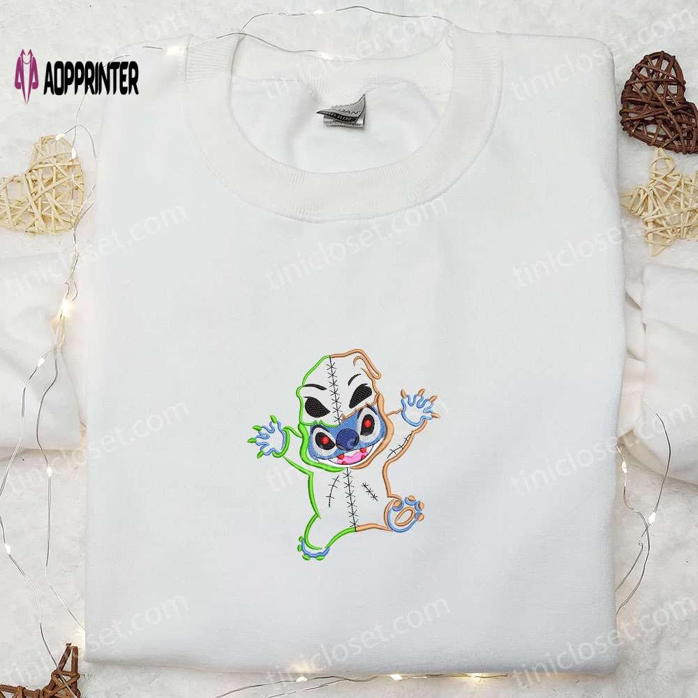 Spooktacular halloween stitch oogie boogie embroidered shirt – disney s cute halloween embroidery Embroidered Shirt