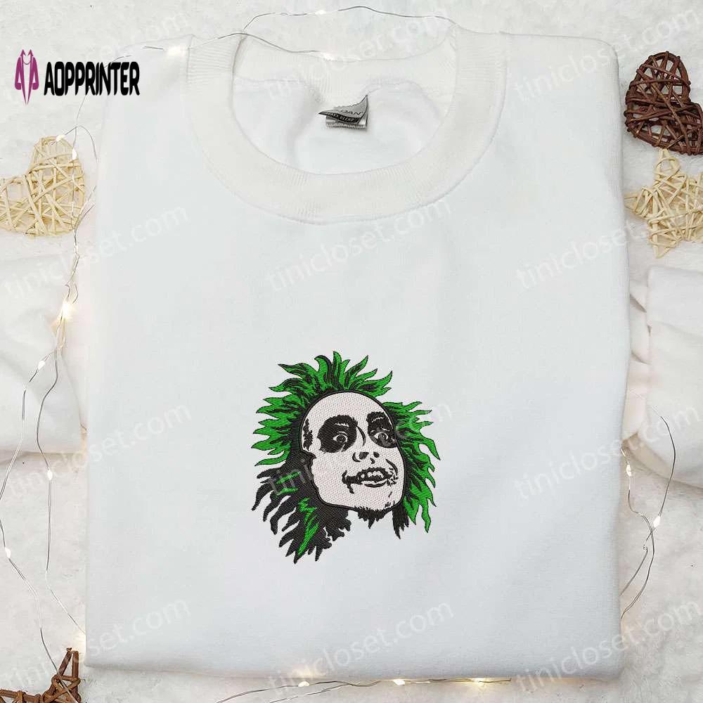 Spooky beetlejuice sweatshirt horror villains hoodie & characters shirt – perfect for halloween! Embroidered Shirt
