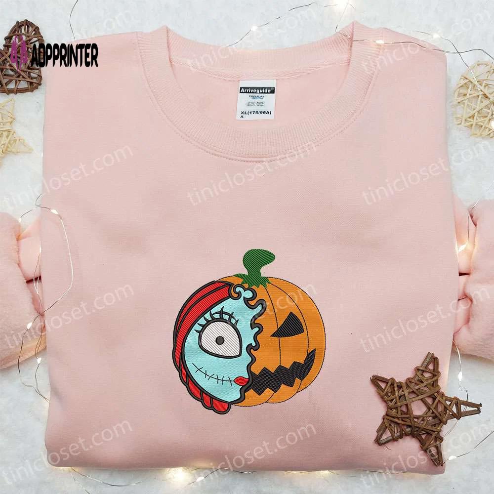 Spooky sally nightmare before christmas embroidered shirt – halloween pumpkin skull cool design Embroidered Shirt