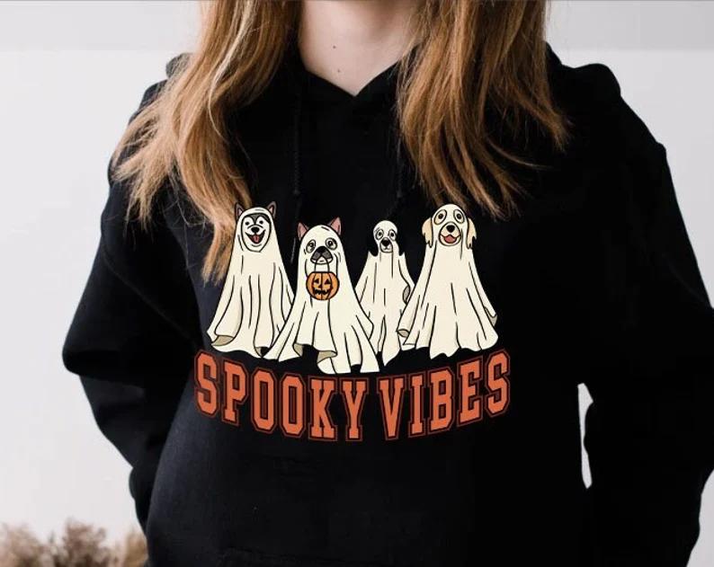 Spooky vibes hoodie, halloween sweatshirt ,spooky season,spooky vibes, halloween sweatshirt for women,spooky season,ghost halloween hoodie