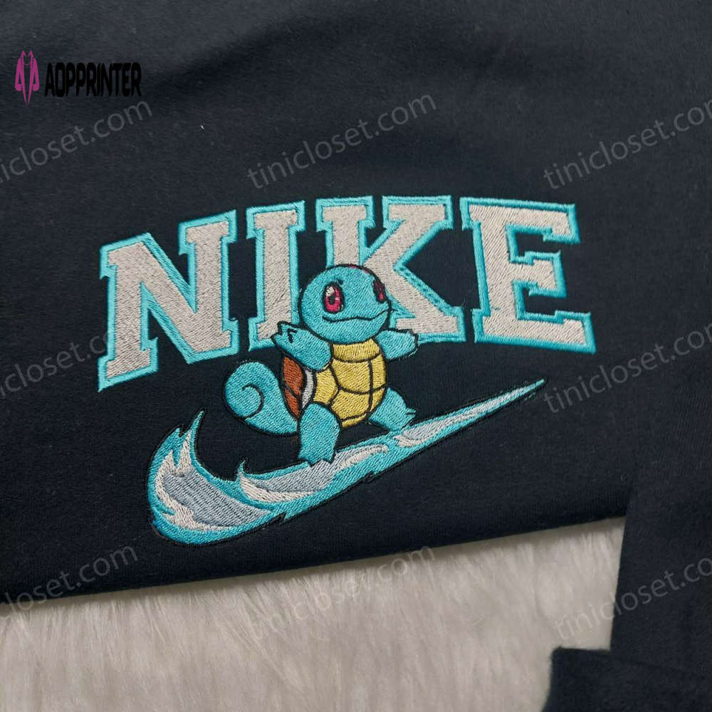 Squirtle nike embroidered sweatshirt: anime fan s best gift – pokemon embroidered shirt Embroidered Shirt