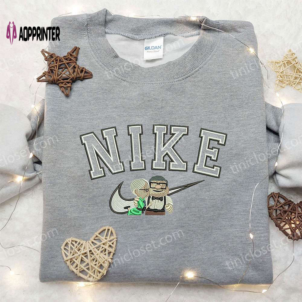 Stylish ellie and carls x nike swoosh embroidered shirt – custom up shirt Embroidered Shirt
