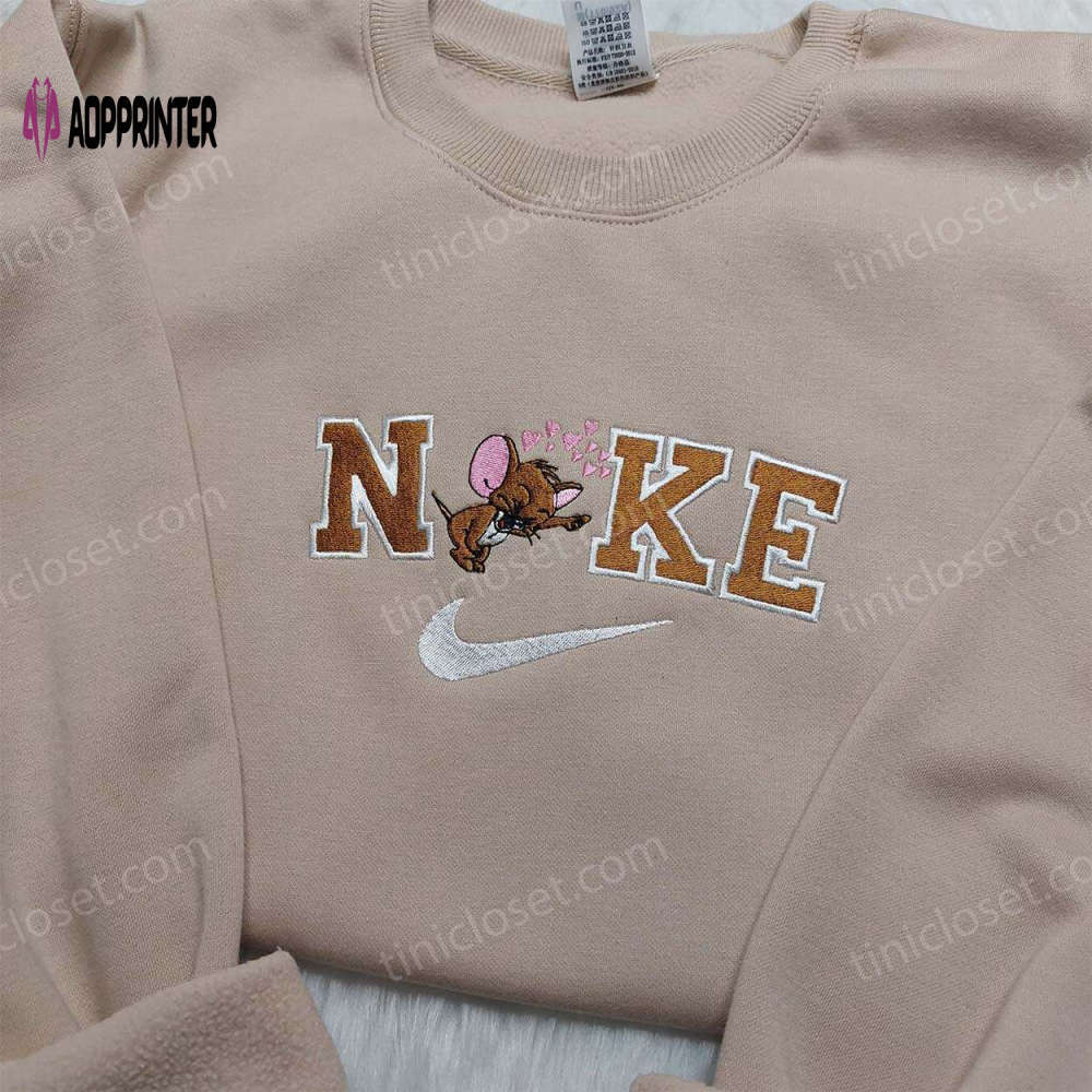Stylish jerry nike embroidered shirt – trendy nike & cartoon embroidery Embroidered Shirt