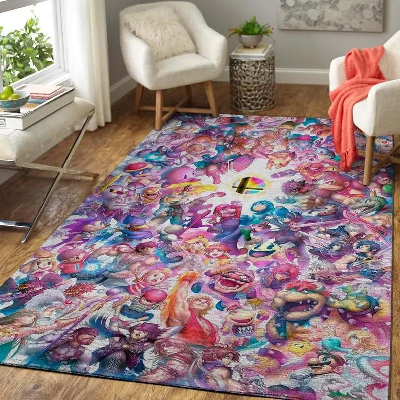Super smash bros. characters area rugs living room carpet floor decor the us decor Rectangle Rug