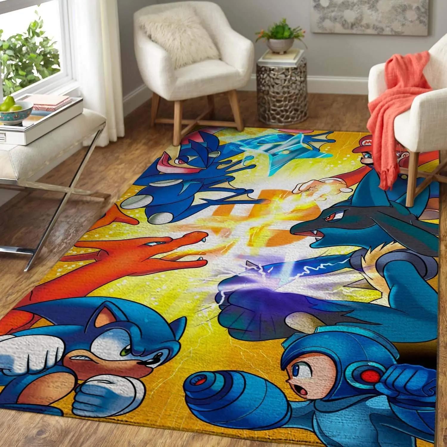 Super smash bros. ultimate area rug gaming home decor homebeautyus rug regtangle carpet floor decor home decor Rectangle Rug
