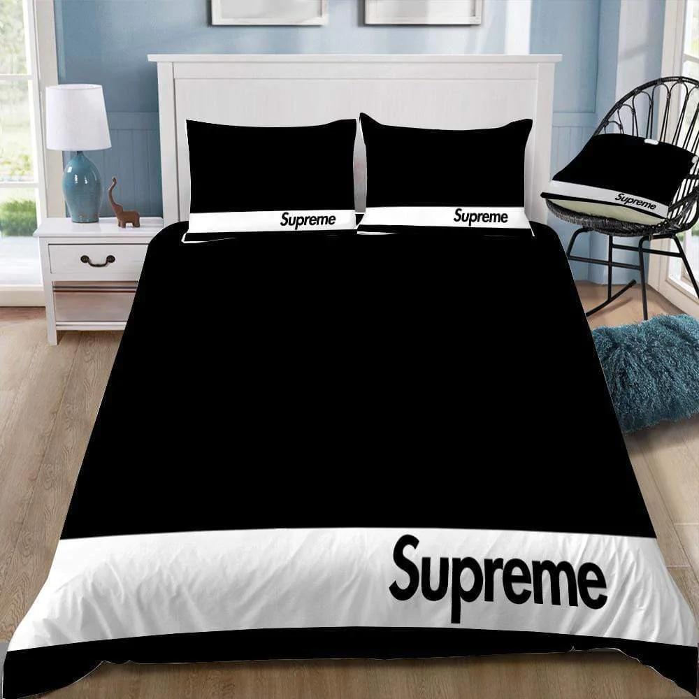 Supreme black white luxury brand premium bedding sets,bed sets, bedroom sets, comforter sets, duvet cover, bedspread Bedding Sets