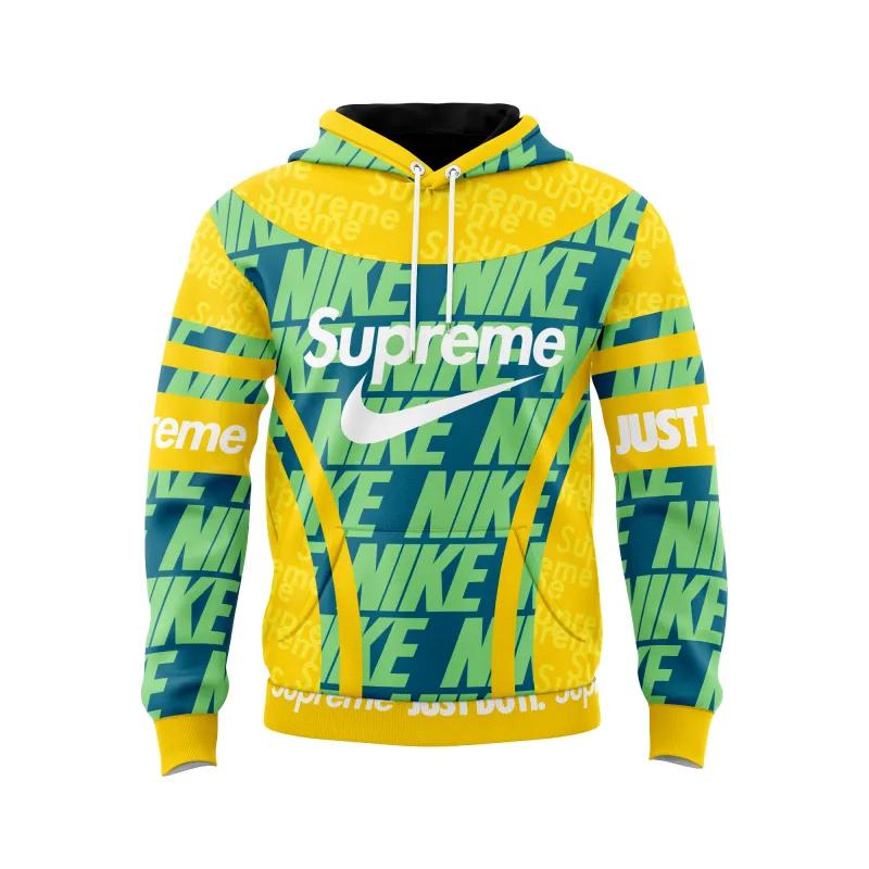 Supreme nike green yellow just do it unisex hoodie outfit for men women luxury brand clothing special gift Hoodie 3D