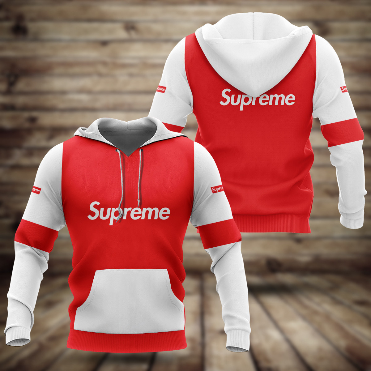 Supreme red white luxury brand premium hoodie for men women Hoodie 3D