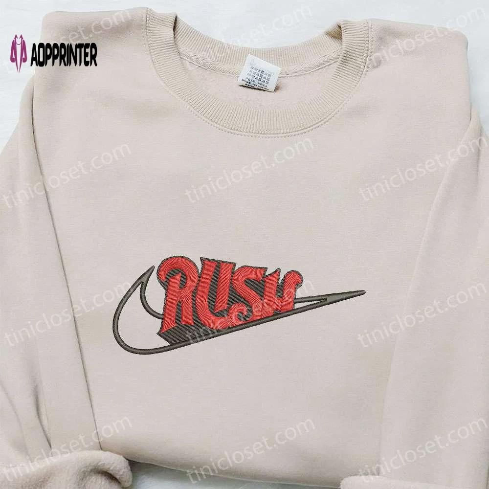 Swoosh x rush embroidered hoodie & nike inspired shirt: best family gift ideas Embroidered Shirt