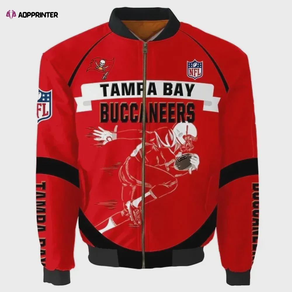 Tampa bay buccaneers player running pattern bomber jacket – red Bomber Jacket