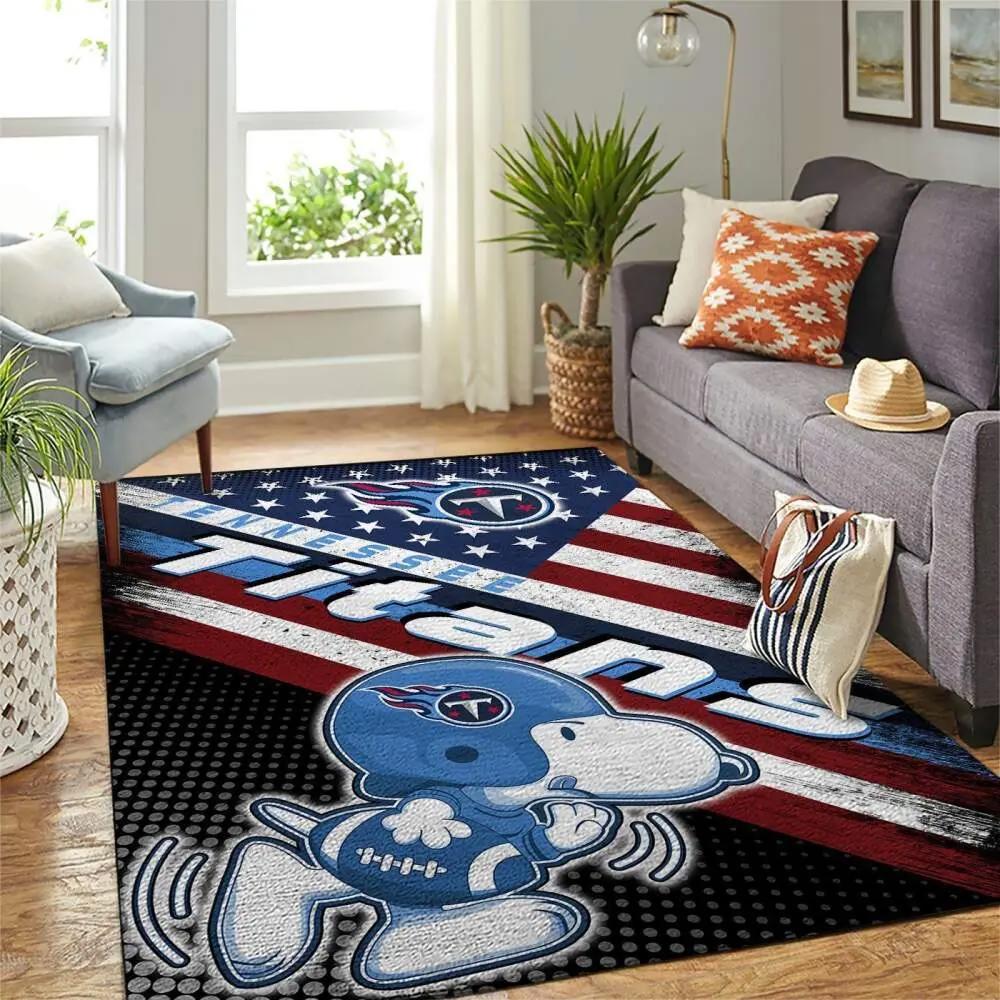 Tennessee titans nfl american flag & snoopy living room carpet sports rug Rectangle Rug