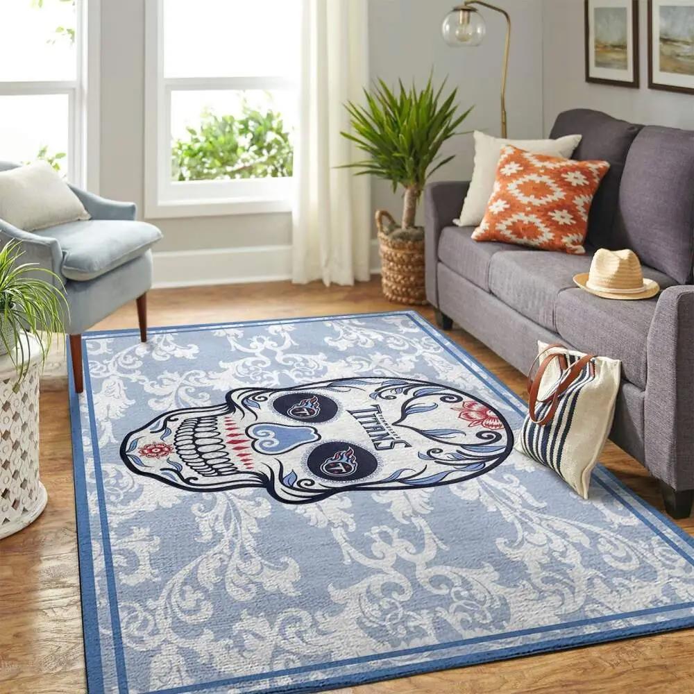 Tennessee titans nfl area rugs skull flower style living room carpet sports rug Rectangle Rug