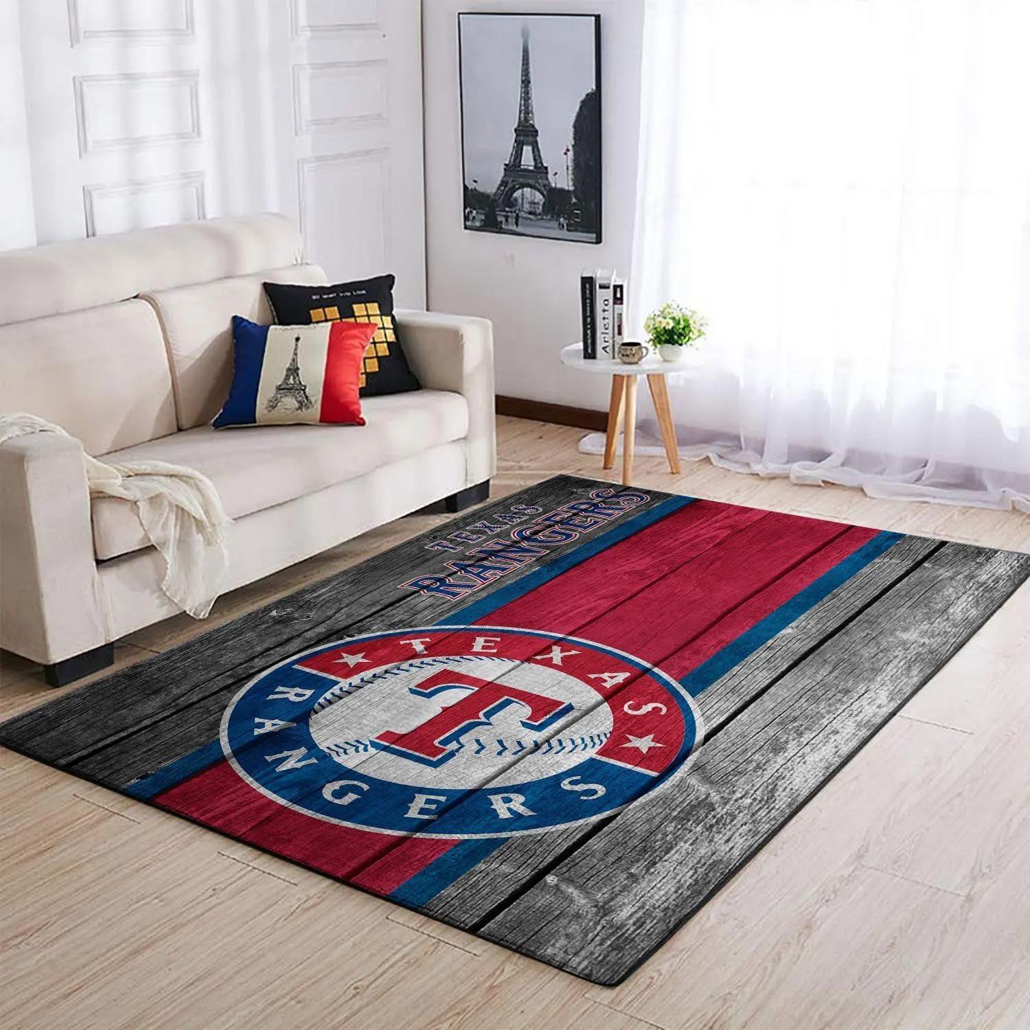 Texas rangers wooden area rug mlb baseball team logo carpet living room rugs 3 Rectangle Rug