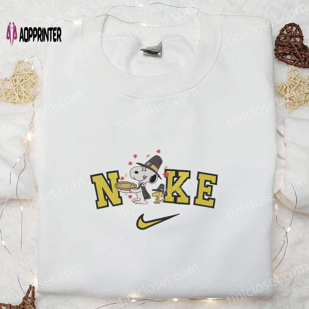 Thanksgiving snoopy nike shirt & hoodie: cute embroidered apparel Embroidered Shirt
