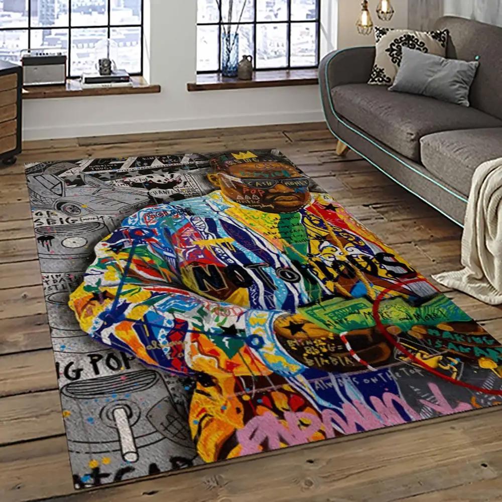 The notorious b.i.g. rapper hiphop music rap carpet area rug home decor gift for fans gift for friends big13 Rectangle Rug