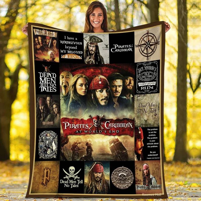 The pirates of caribbean blanket, pirates of the caribbean at worlds end, jack sparrow fleece blanket, couch sofa blanket Quilt Blanket