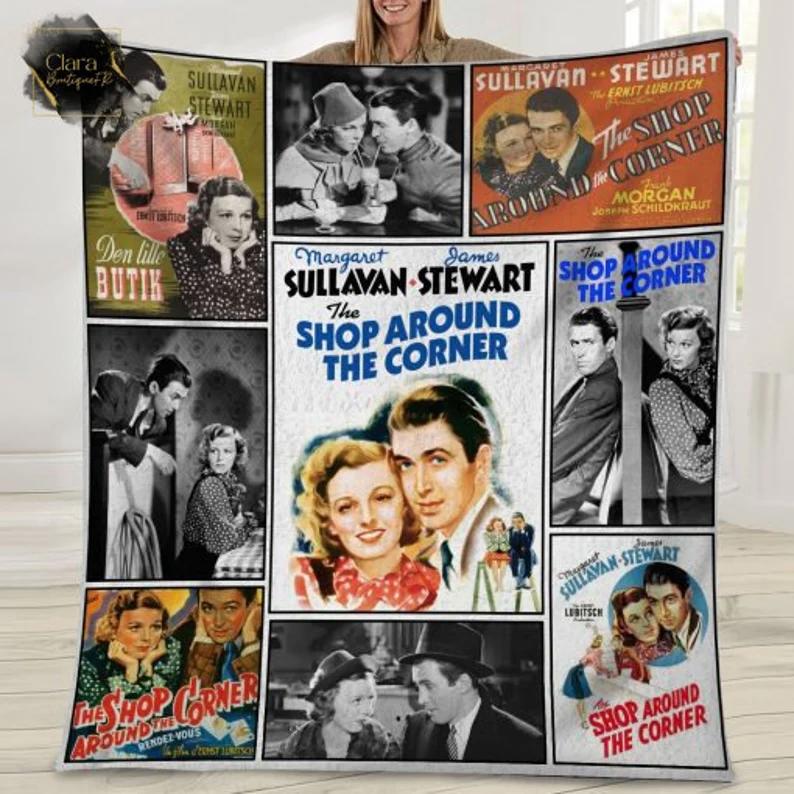 The shop around corner vintage 90s christmas funny movie fleece blanket, mink sherpa blanket, romantic comedy quilt, christmas gift Quilt Blanket