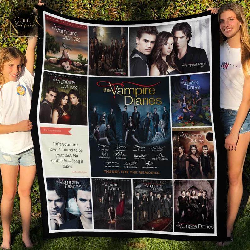 The vampire diaries tv series fleece blanket, mink sherpa blanket, vampire blanket, the vampire diaries movie quilt, movie blanket Quilt Blanket
