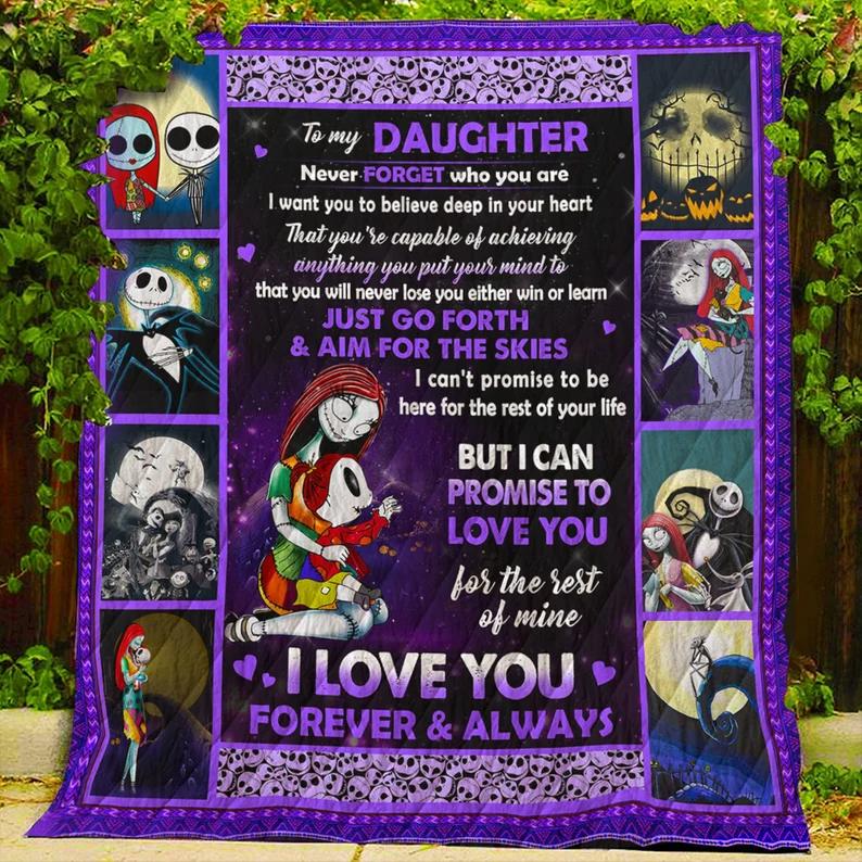 To my daughter fleece blanket from mom, nightmare before christmas , sally and kids blanket, christmas gifts, birthday gifts for daughter Quilt Blanket