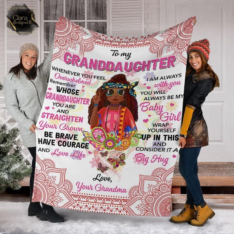 To my granddaughter be brave have courage and love life cute girl sherpa blanket fleece blanket, mink sherpa blanket, gift for granddaughter Quilt Blanket