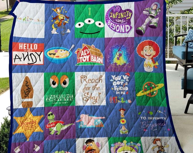 Toy story fleece blanket, toy story blanket, toy story characters blanket, woody buzz lightyear, birthday gifts, christmas gifts Quilt Blanket