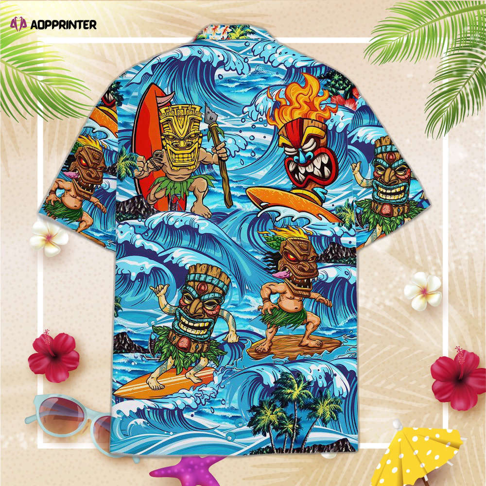 Tropical surfing tiki hawaiian shirt, gift for men and women Hawaii Shirt