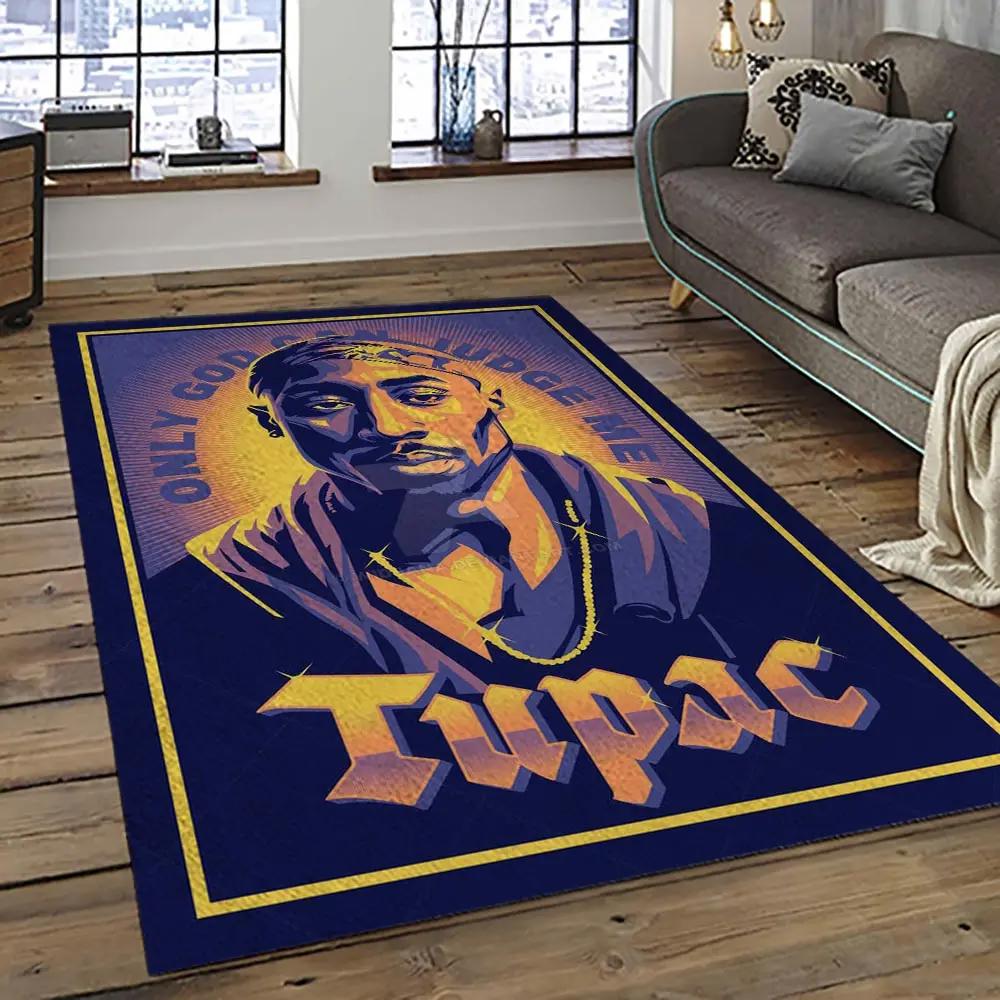 Tupac shakur rapper hiphop music rap carpet area rug home decor gift for fans gift for friends ts18 Rectangle Rug