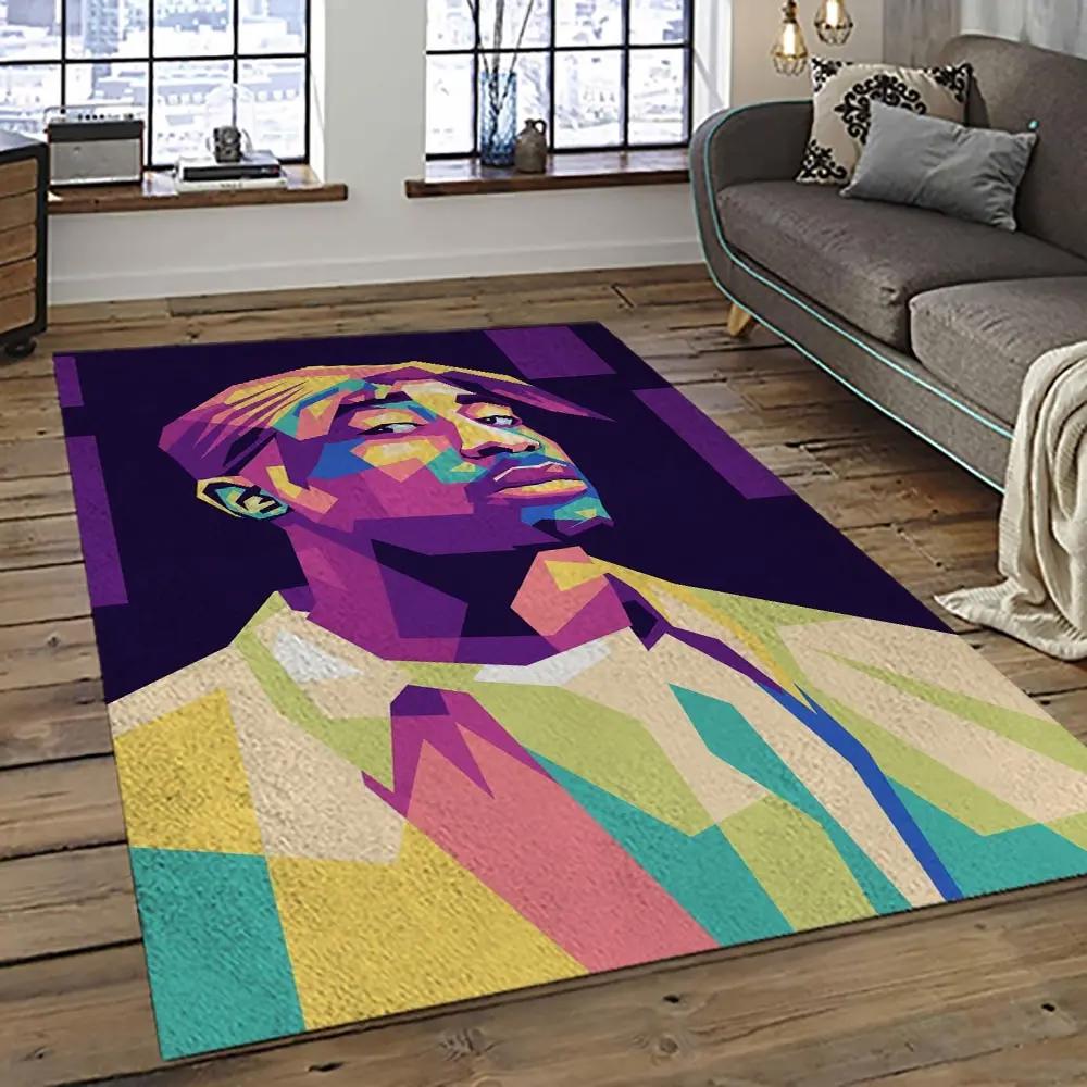Tupac shakur rapper hiphop music rap carpet area rug home decor gift for fans gift for friends ts51 Rectangle Rug