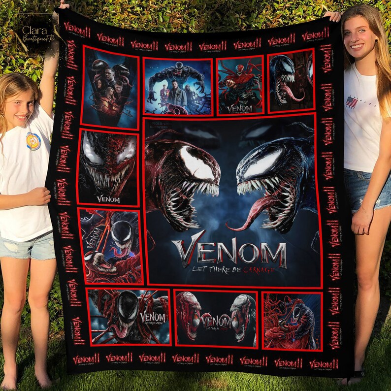 Venom let there be carnage fleece blanket, mink sherpa blanket, venom blanket, venom lovers gift, venom movie blanket Quilt Blanket