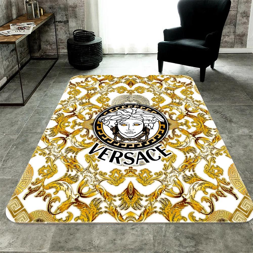 Versace golden limited logo type 629. Upgrade Your Living Room with Luxury Home Decor: Area Carpets, Floor Decor, Door Mats, and Hot Gift Items with style a High-End Fashion Brand Rectangle Rug